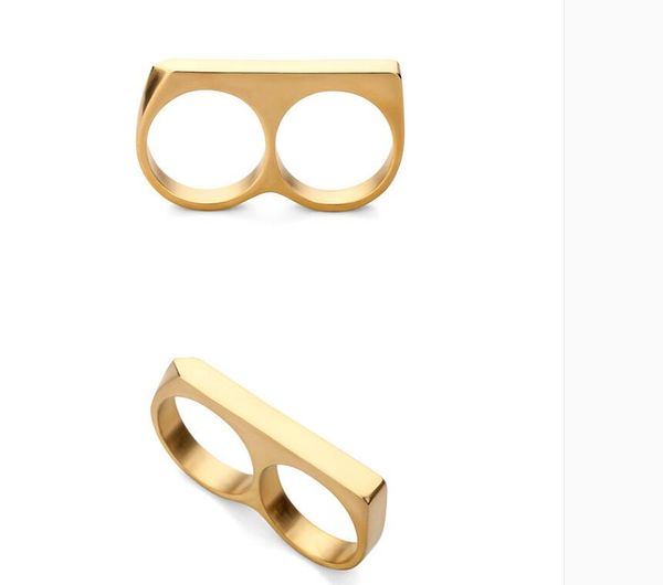 

new stainless steel knuckles duster finger ring personality double finger holiday exquisite gifts titanium steel ring16