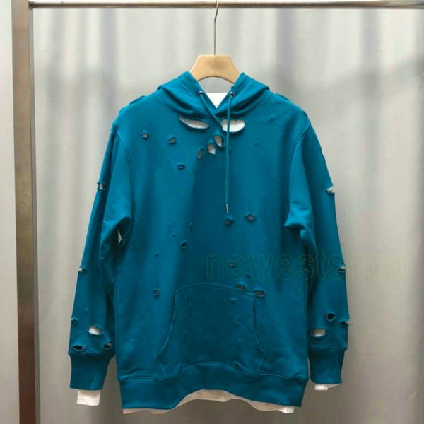 

20ss new winter europe paris mens hooded make old holes print hoodies letter print sweatshirt fashion women casual designer hoodie, Black