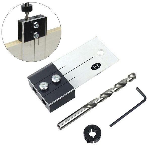 

3/8" 1/2" acrylic dowel jig with drill bit split ring scollar vertical drill guide hole locator for woodworking tool
