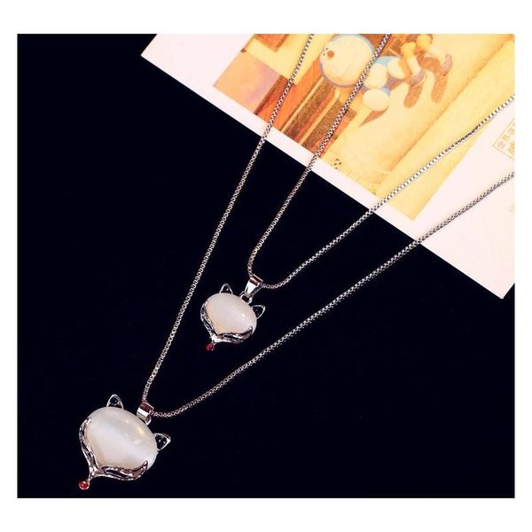 

long sweater chain pendant necklace silver double layer necklace fashion jewelry rhinestone owl eiffel tower love hea wmtbzr luckyhat