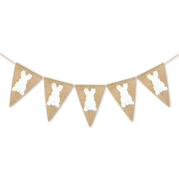 

easter flag linen triangular hanging banner colored rabbit carrots pull flags home decor layout easter decorations party decorat 46 l2