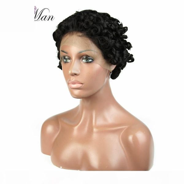 

lin man brazilian remy curly lace front wigs human hair with baby hair non-remy hair lace frontal wigs, Black;brown