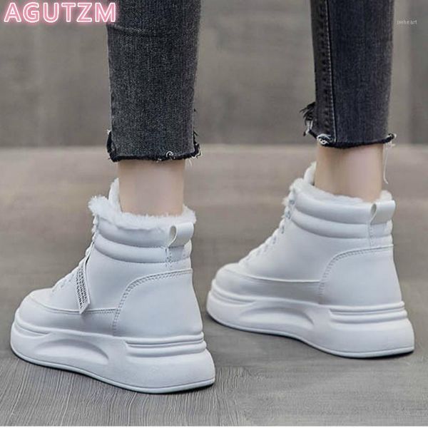 

boots womens shoes winter casual leather lace-up non-slip snowboots trekking sneakers walking naked boots1, Black