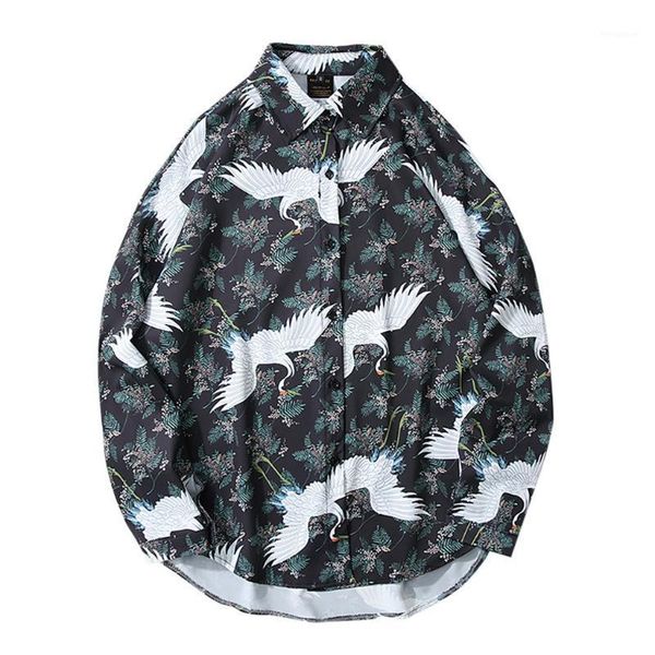 

mens autumn fashion shirts casual long sleeve printed casual blouse shirt1, White;black