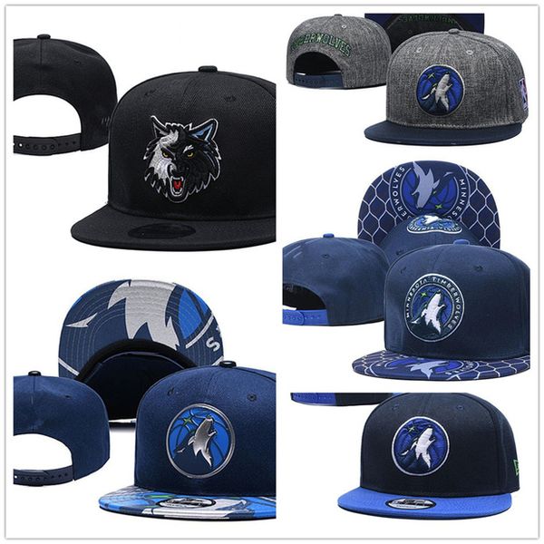 

minnesota mens womens towns wiggins timberwolves basketball snapback hats baseball football cap flat adjustable cap sports hat mix order, Black