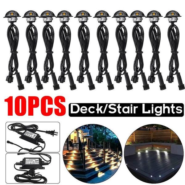 

10pcs/pack led deck lights half-moon smd garden pathway step stair lamp decor underground waterproof outdoor spotlight