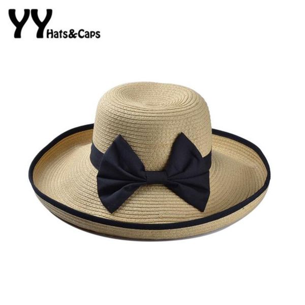 

wide brim hats fashion summer women casual straw sunhats ladies beach uv hat elegant floppy bow cap girls sun yy60197, Blue;gray