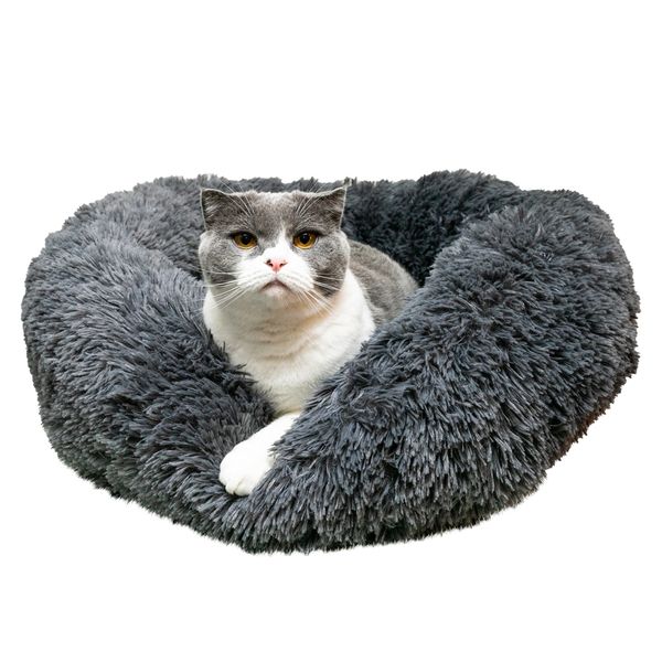 

discount [hobbyzoo] pet dog cat calming bed warm soft plush round navy plush pp cotton
