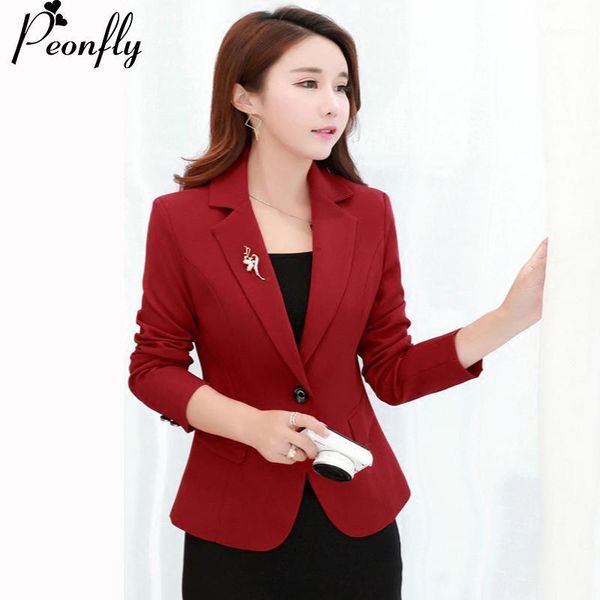 

peonfly red/black single button ladies blazers women spring autumn women suit jacket blazer femme office coats s-3xl1, White;black