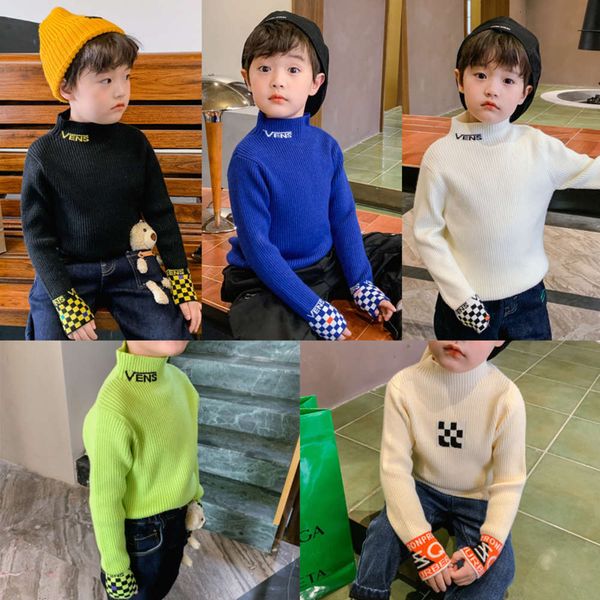 

neck im high wear boys' warm fashion 2020 new middle school children's winter sweater, Blue