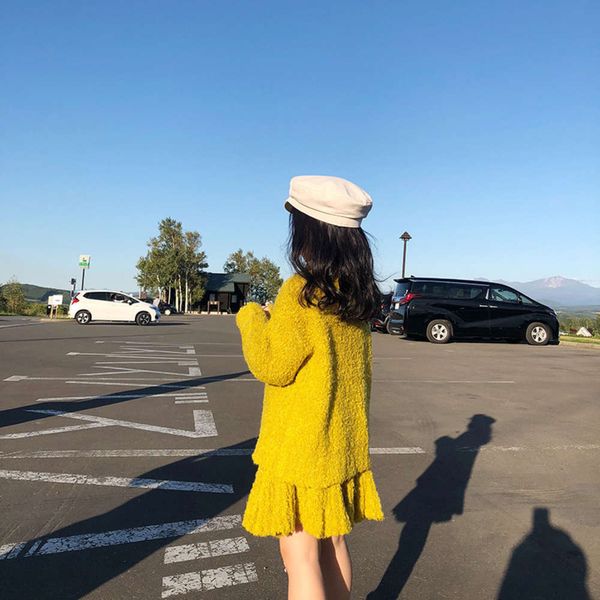 

winter new tata girls' sweater children's wool pullover two piec of thickened princs skirt suit, Blue