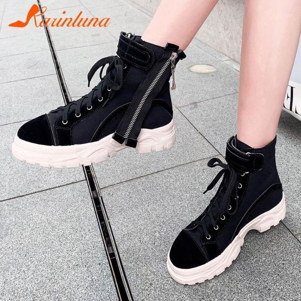 

karin 2020 new fashion plus size 46 comfortable fashion boots woman shoes platform add fur autumn winter boots1, Black