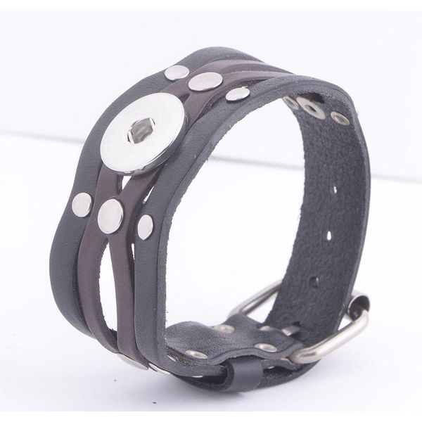 

fashion men women ginger snap genuine leather bracelet diy snap jewelry bracelet wristbands fit 18mm gi wmtddc footballshoe, Golden;silver