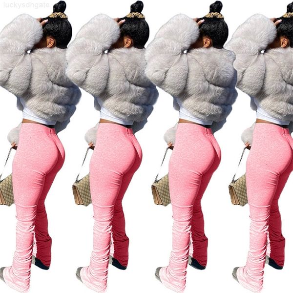 

factory78p3stacked ladies joggers pleated sweatpants flare high waist trousers split bell bottom pencil pants women clothes4rso, Black;white