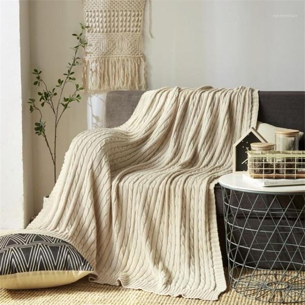 

mylb 100% cotton handmade soft knit blanket bed blanket beige, red,brown,blue white, gray, pink knit sofa1