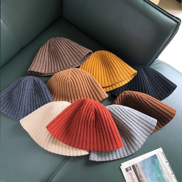 

xiyai knitting wool fisherman early autumn winter female basin leisure net red beggar korean yuppie bucket bucket hat woolen fisherman hat h, Brown;gray