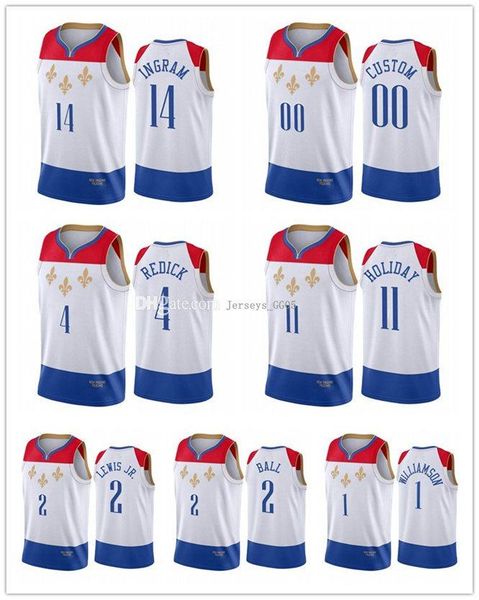 

жители нового орлеана пеликаны мужчина женщина nba brandon ingram lonzo ball kira lewis jr. zion williamson city fleur-de-lis баскетбол джер, Black;red
