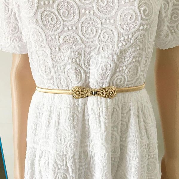 

dress ladies gold silver bow belt female luxury belts chain fashion design solid belts for women stretch belt, Black;brown