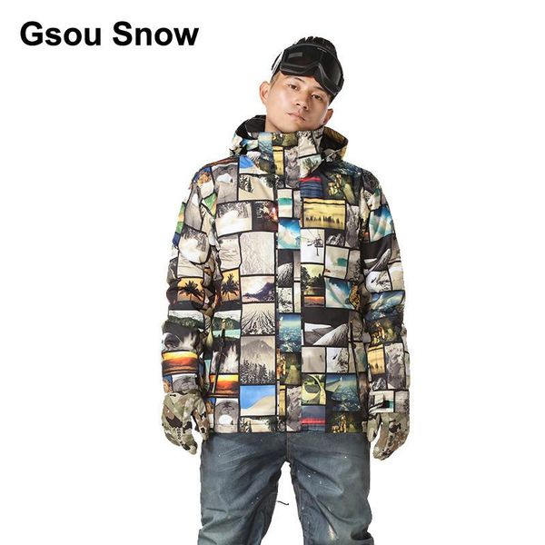 

gsou snow men waterproof ski jacket climbing suit p printing snowboard wear windproof winter sport warm up 1416-060