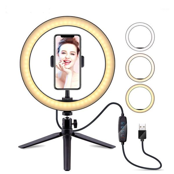

10inch ring lamp pgraphy video light usb led selfie ring lamp with phone holder table tripod for makeup youtube tik tok live1