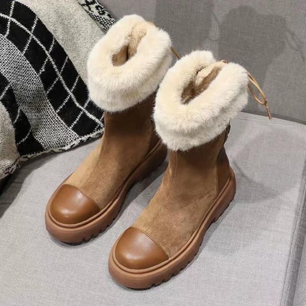 

winter shoes women warm snow boots with fur fashion brand ladies footware black with fur female plush botas mujer invierno 2020