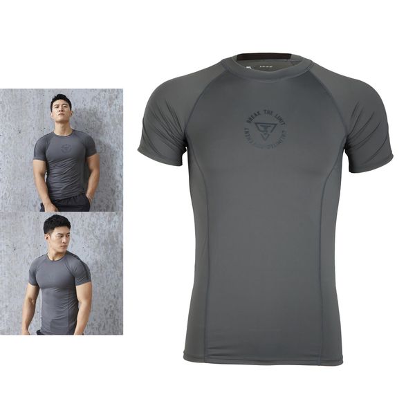 

экипаж шеи t-shirt быстрое высыхание сжатия с коротким рукавом спортивные tee, White;black