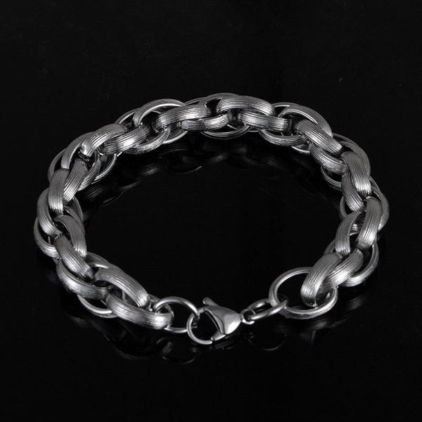 

simple retro men's jewelry fashion youth bracelet cool rough hip hop titanium steel student link chain hand jewelry metal unisex, Golden;silver
