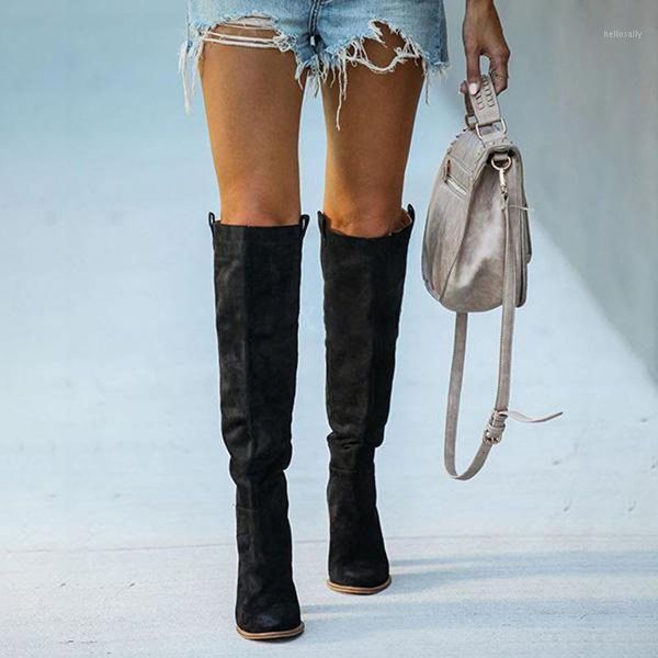

women knee boots woman high heels women's shoes ladies solid suede pumps female autumn winter long boots big size 35-431, Black