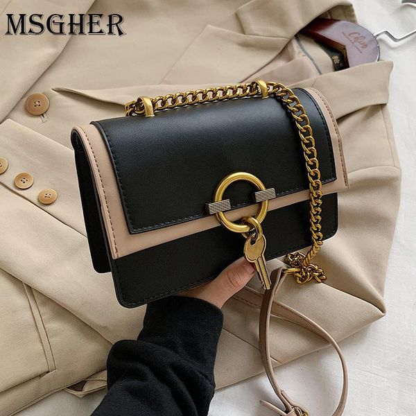 

contrast color leather crossbody bags for women 2020 travel handbag fashion simple shoulder messenger bag ladies cross body bag