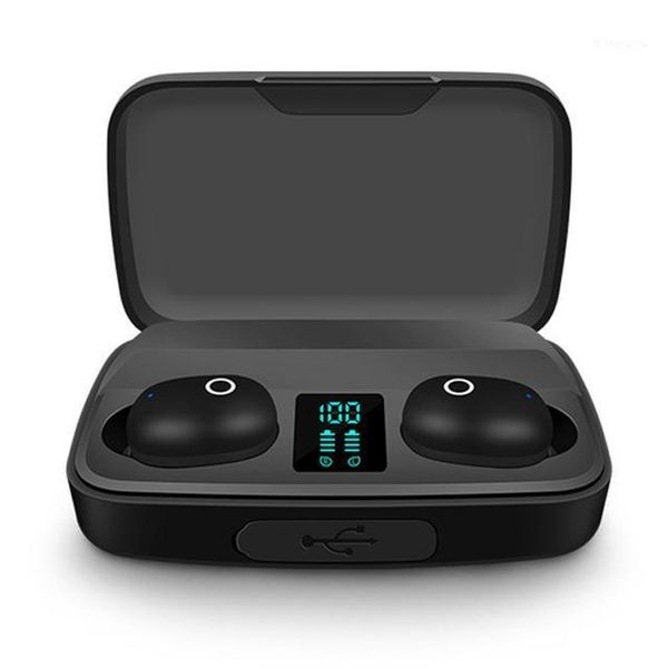 

tws wireless bluetooth headset touch control earbuds stereo in-ear sports waterproof earphones with led power display1