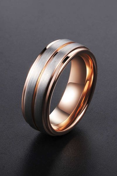 

tungsten plated 18k rose gold street men's jewelry personality trendy ring single noble, Silver
