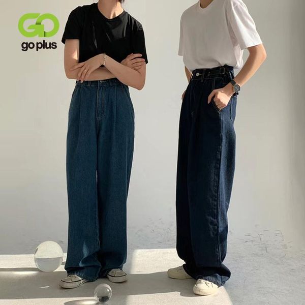 

women's jeans goplus woman vintage mom high waist wide leg pants women femme blue taille haute pantalon spijkerbroeken dames