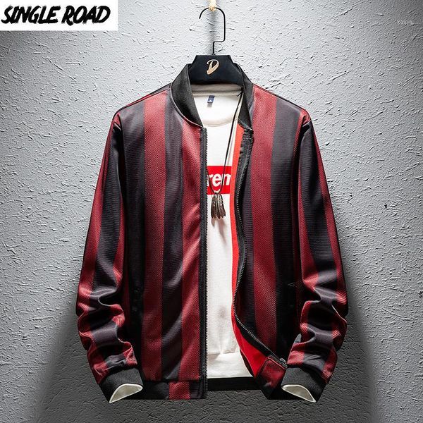 

singleroad stripes jacket men 2019 spring autumn japanese streetwear fashion jackets coats casual zipper windbreaker jacket male1, Black;brown