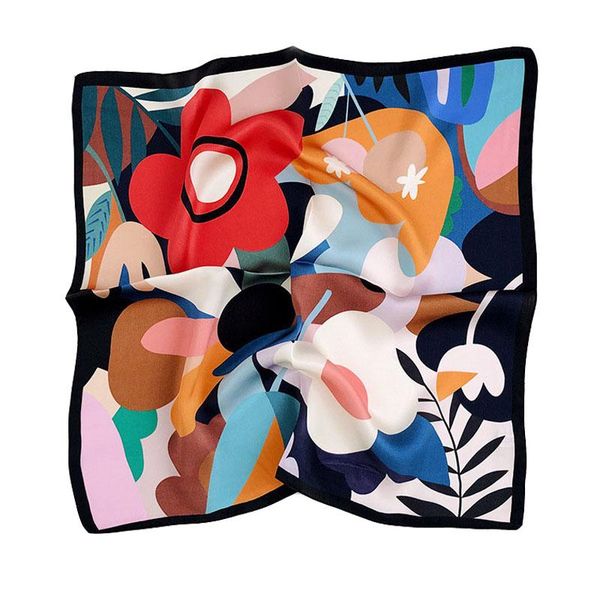 

fashion kerchief silk neck scarf for women print hijab graffiti scarfs female53*53cm square shawls and wraps scarves for lady, Blue;gray