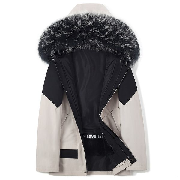 

mens winter wool coats outdoor jackets hoodies warm thicken real rabbit fur jackets snow overcoat fashion clothes new  xxl 3xl 4xl, Black