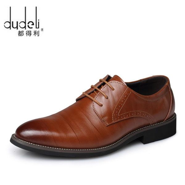 

new classic leather casual shoes men brogues shoes lace-up bullock business dress oxfords male formal, Black