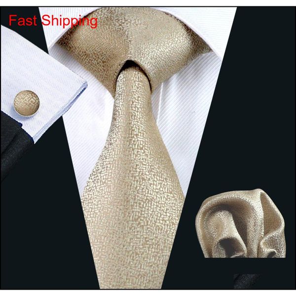 

3.35" width gold tie hankerchief cufflinks set for men meeting business casual party necktie jacquard woven n-1116 ajell, Black;blue