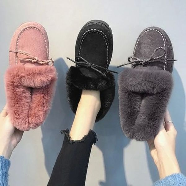 

edamame shoes women's pedal 2020 autumn and winter new warm and velvet korean version of the wild flat cotton shoes trend #xm1a, Black