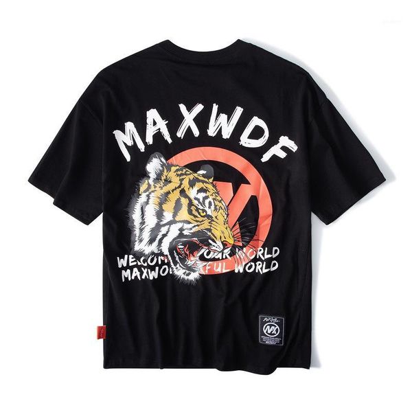 

japanese harajuku streetwear tiger cotton t shirt men 2019 summer hip hop male casual short sleeve1, White;black