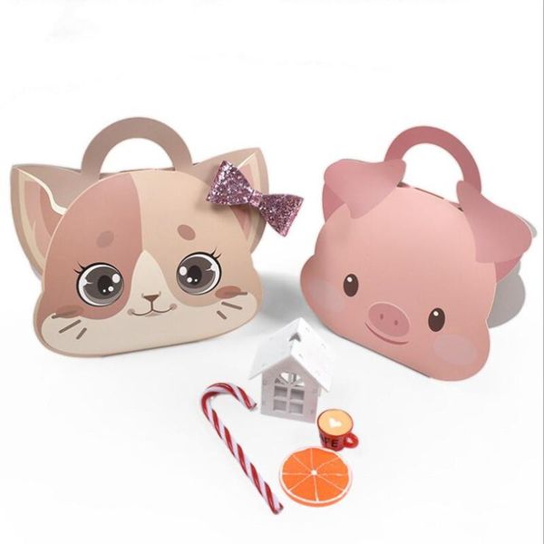

feiluan store new style 10pcs animals portable adorable pet candy packaging gift box cute cat powder pig creative brithday party bbyitk