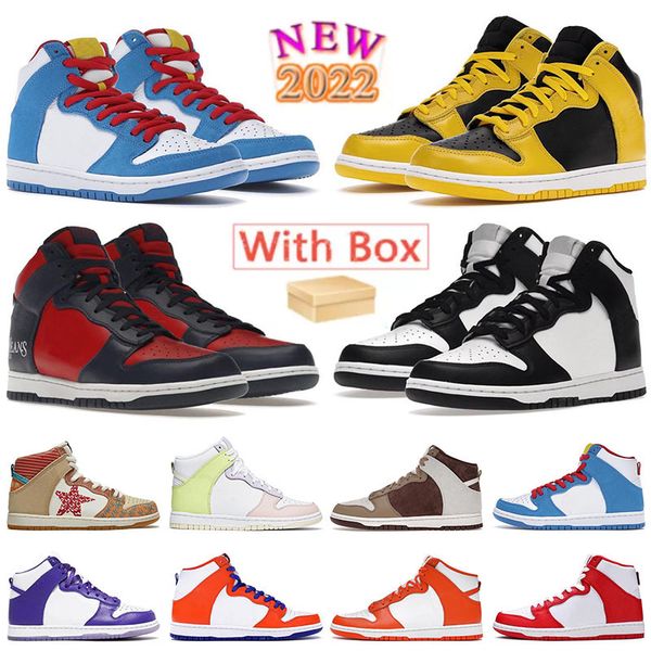 

[with box] mens womens 2022 high dk basketball shoes designer sb outdoor skateboarding sneaker midnight navy panda su by any means red navy