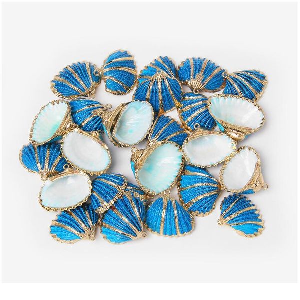 

4pcs 18-30mm colorful gold silver color threaded seashells shell charm pendants for earring necklace bracelet jewelry ma jlliok, Black