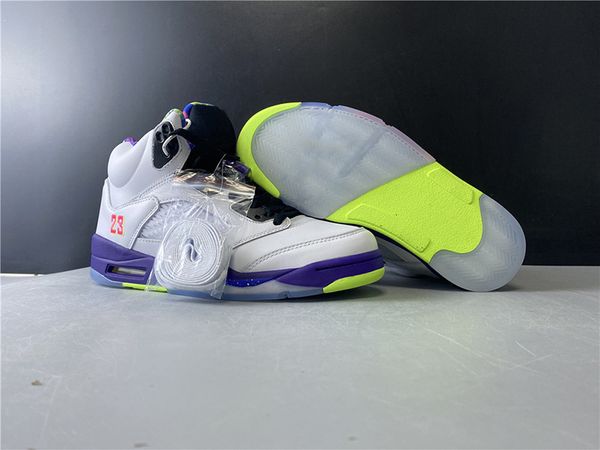 

5 alternate bel white court purple racer pink ghost green men basketball shoes 5s men sports fashion sneakers, White;red