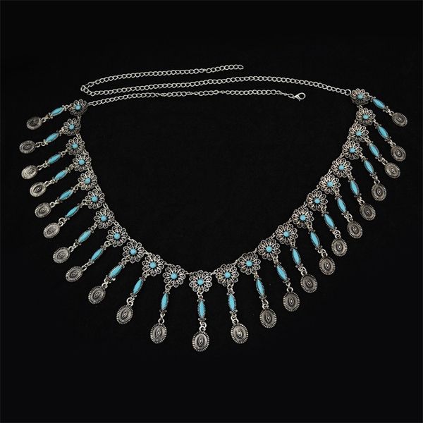 

turkish silver carved flower belly chains boho ethnic tribal festival jewelry dance coin belt belly body chain waist t200508