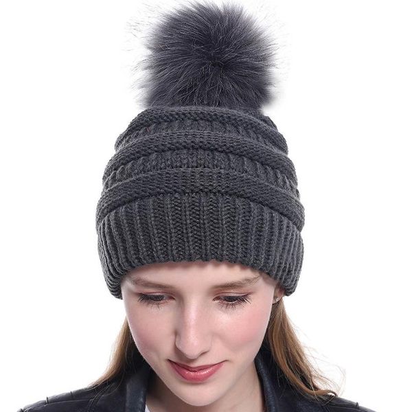 

beanie/skull caps winter hats for women knitted beanie hat elastic breathable solid color fur warm ski cap outdoor headwear beanies, Blue;gray