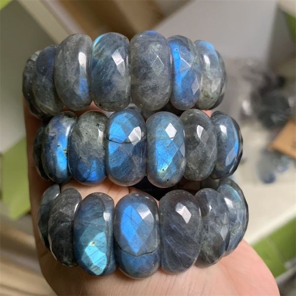 

natural labradorite stone beads bracelet natural gem stone bangle for woman for gift wholesale y200730, Black