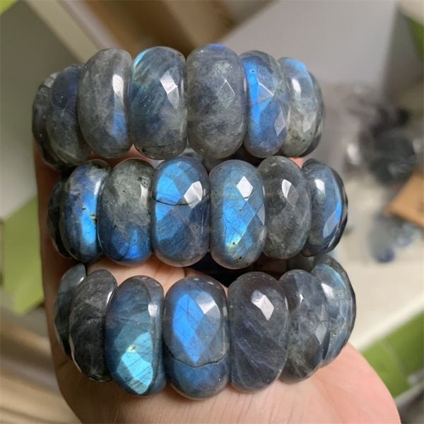 la pietra naturale della labradorite borda il braccialetto di pietra naturale della GEMMA del braccialetto per la donna per il commercio all'ingrosso del regalo! Y200730