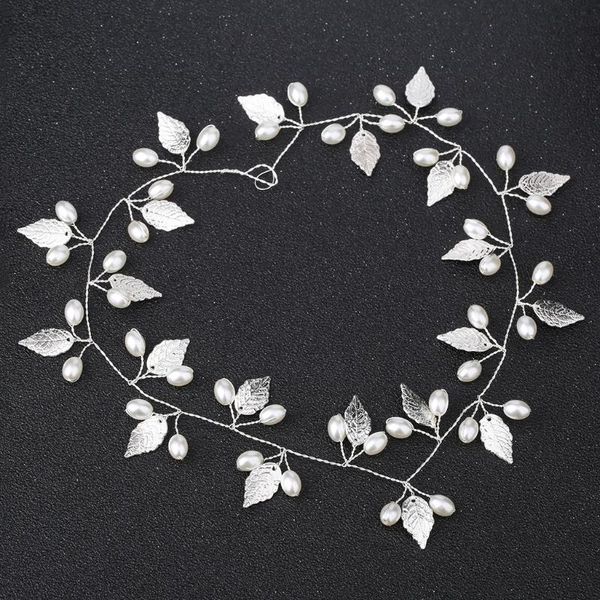 

hair clips & barrettes bride headband pearl leaves jewelry women wedding hairband handmade decoration, Golden;silver