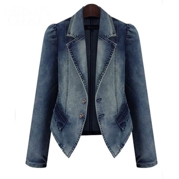 

women's jackets autumn denim jacket women jeans coat slim long sleeved suit turn down collar female basic bem-5xl, Black;brown