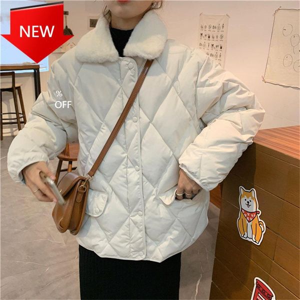 

women's down & parkas warm loose casual jacket fashion womens outwear feminina basic jackets diamonds coat women cotton thick, Black